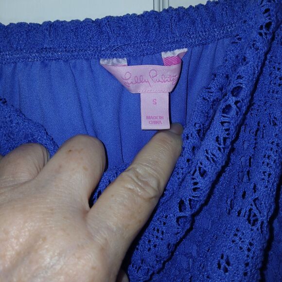 Lilly Pulitzer Strapless Crochet Maxi Dress Sz S Purple Summer Beach Vacation - Picture 5 of 11